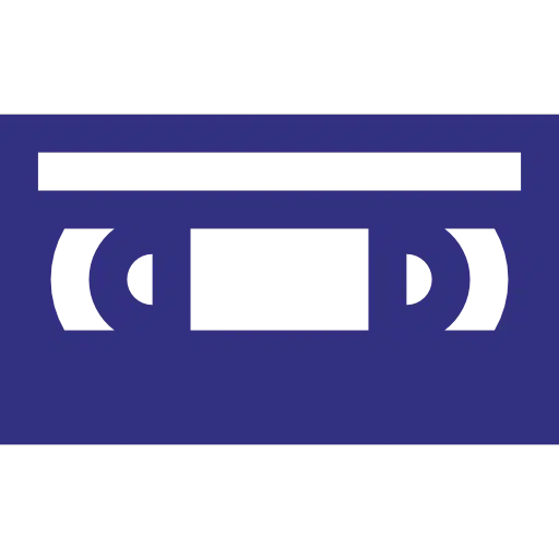 Blue cassette tape icon.