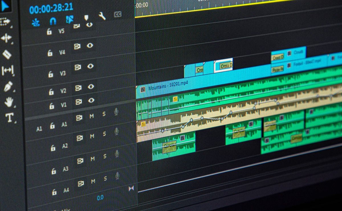 Video editing software timeline close-up view.